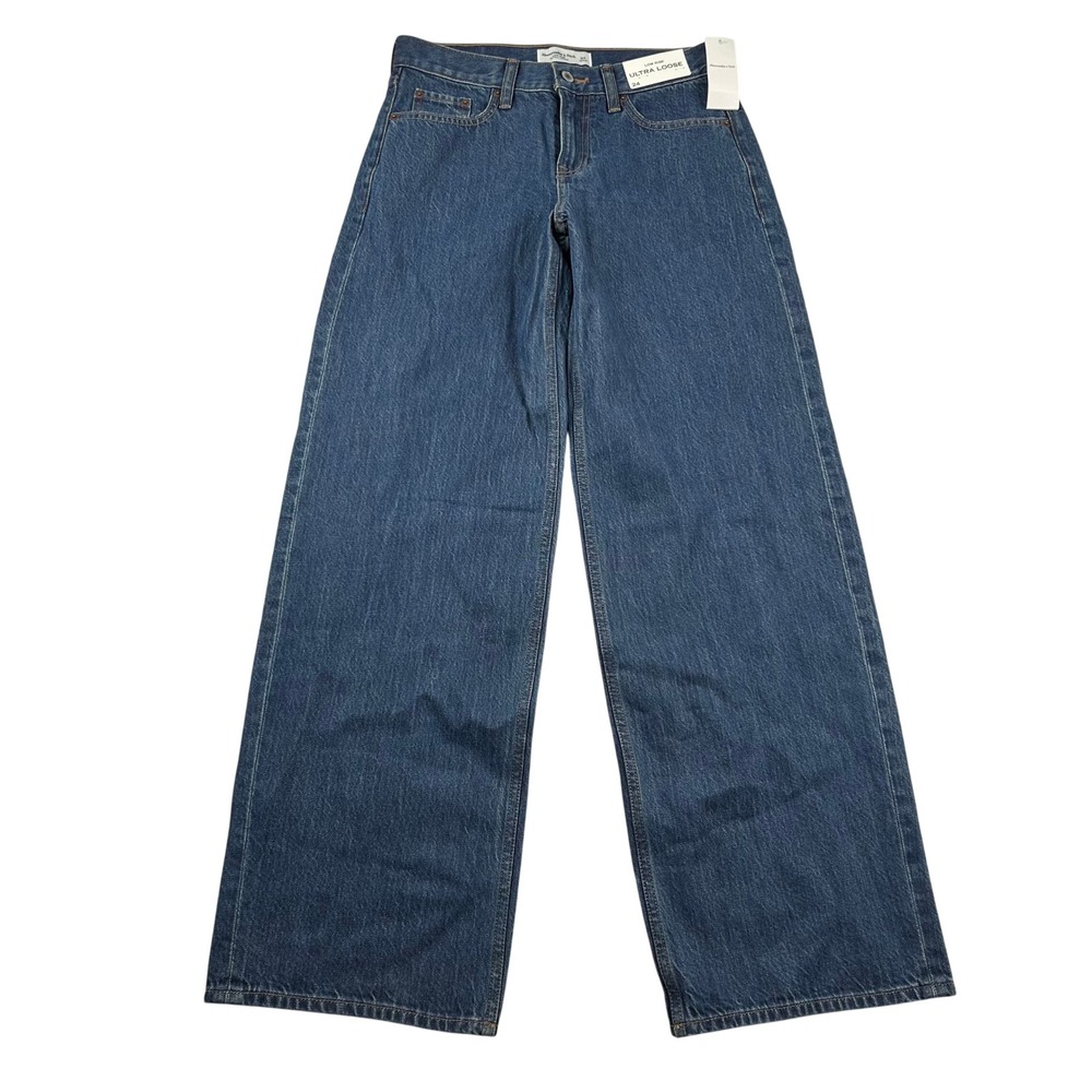 Abercrombie & Fitch Jeans Womens 24 Low Rise Ultra Loose Dark Wash Wide Skater